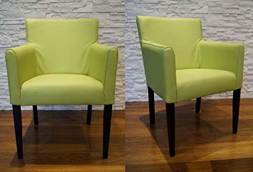 Quattro Meble Breite Echtleder Esszimmerstühle Kross Arm Grün Leder & Massivholz Stühle Lederstühle Sessel mit Armlehnen Echt Leder Esszimmer Stuhl