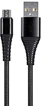 Monoprice USB 2.0 Micro B to Type A Charge & Sync Cable - 6 Feet - Black | Nylon-Braid, Durable, Kevlar-Reinforced - AtlasFlex Series