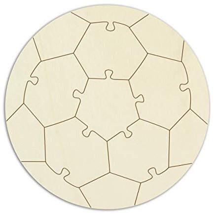 Holzpuzzle „Fußball“ selbst gestalten und bemalen – 16 Teile, ca. Ø 46,5 cm – leeres Blanko-Puzzle aus Holz im Jutebeutel inkl. Puzzlevorlage