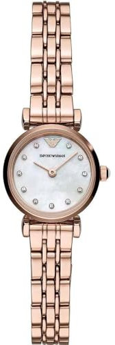 Emporio Armani Uhr für Damen , Zweizeiger Uhrwerk, 22mm Rose Gold Edelstahlgehäuse mit Edelstahlarmband, AR11203
