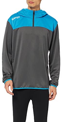 Kempa Kinder Emotion 2.0 Quarter Zip Hoodie Sweatshirt, Anthra/kempablau, 164