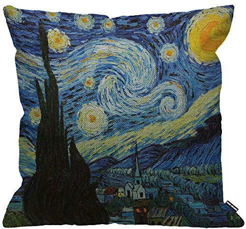 HGOD DESIGNS Kissenbezug Van Gogh Kunst Sternenklar Nacht Kissenhülle Haus Dekorativ Für Männer/Frauen/Jungen/Mädchen Wohnzimmer Schlafzimmer Sofa Stuhl Kissenbezüge 45X45cm