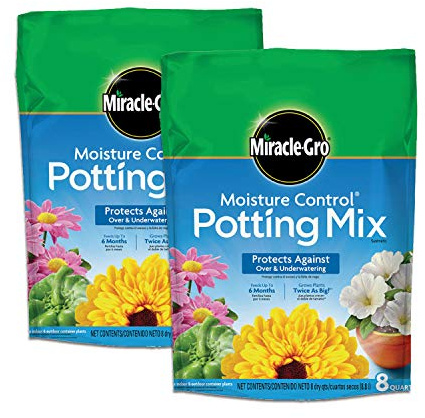 Miracle-Gro Moisture Control Potting Mix - Plant Soil For Container Plants, Protects against Over- and Under-Watering, 8 qt. (2-Pack)