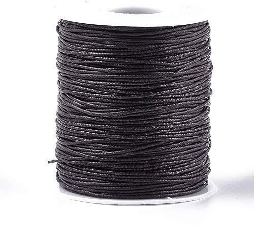 UR URLIFEHALL 100 Yards Coconut Brown 1mm Waxed Cotton Cord Macrame Waxed Beading Thread String for Braided Bracelet DIY Making