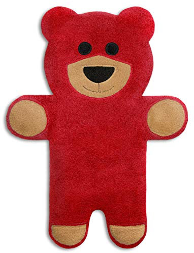 LESCHI Wärmekissen - 4 Kammer Körnerkissen für Mikrowelle - Tier Bär Teddy Rot - anschmiegsames Getreidekissen mit Bio Weizen - ideal als Wärmespender im Winter und für den Bauch