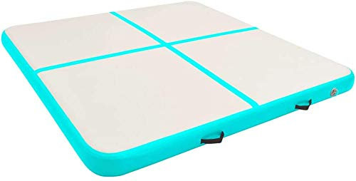 vidaXL Aufblasbare Gymnastikmatte mit Pumpe 200x200x20 cm PVC Grün und Grau Mehrzweck Übungsmatte