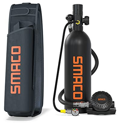 SMACO Bouteille de Plongée sous-Marine Équipement de Respiration sous-Marine Cylindre de plongée 1L Soutenir 15-20 mins de Respiration sous-Marine (Pas Plus de 30m) Bouteille de Plongée S400Pro, Noir