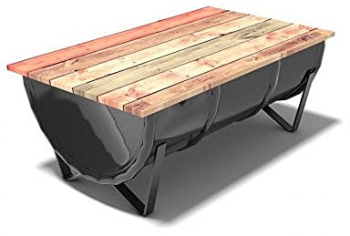 Bidon en métal banc sans dossier en bois et laqué barrière industrielle 90 x 60 x 40 cm
