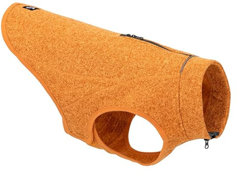 Kurgo Core Hunde-Pullover, Leichtes Fleece, Mit 2-Wege-Reißverschluss, Mit Hundegeschirr kompatibel, Größe L, Orange
