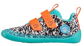 Affenzahn Barfußschuh Knit Happy mit Klettverschluss, Vegan, rutschfest, Flexibel, Reflektierend, besonders leicht in Größe 21-32 Krabbe - Grün