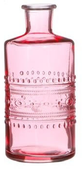 NaDeco Glasflasche 'Porto', Höhe 14,5cm, Durchmesser 7,5cm, viele Farben zur Auswahl | Glasvase | Dekoflasche | Glas-Flaschen | Kleine Deko-Vasen | Kleine Deko-Blumenvase, Farbe:Hellpink