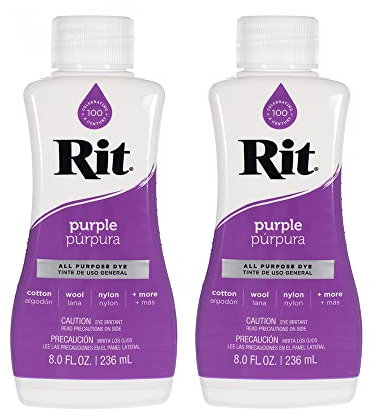 Rit Dye - Líquido multiusos de 8 onzas, ideal para ropa, accesorios, decoración y mucho más, paquete de 2, morado