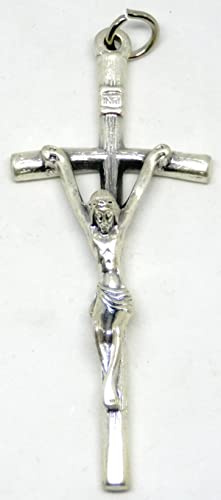 GTBITALY 10.231.30 ARG Croce Pastorale Papa Giovanni Paolo II galvanizzato Argento Papa con Anello 8 cm