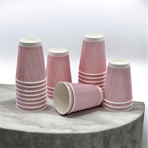 HOT BARGAINS, 500 x 12oz / 360ml Disposable Coffee Cups Leak Proof Triple Layered Recyclable Paper Cups for Hot and Cold Drinks Takeaway Cups - 500 X 12oz Cups Only (RED & White)