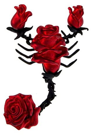 Rote Rose Design Skorpion Brosche Damen große Emaille Blume Insekten Schal Schnalle Schmuck Geschenk für Frauen Party, Emaille
