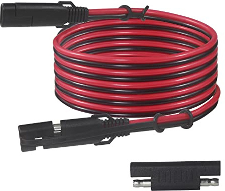 SAE 16AWG Heavy Duty 6FT Battery Charger Extension Cord with Quick Disconnect SAE 2Pin Connector and Polarity Reverse Adapter for Solar Panel Trickle Charger