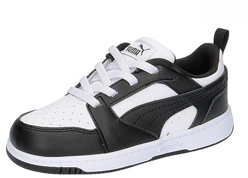 Puma Unisex Kids Puma Rebound V6 Lo Ac Inf Sneakers, Puma White-Puma Black, 24 EU