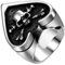 JewelryWe Schmuck Retro Herren-Ring, Gotik Pik Ass Totenkopf Schädel Ring Edelstahl Siegelring Biker Band Bandring mit Gravur, Schwarz Silber Größe 62
