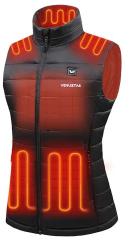 Venustas Women's Heated Gilet with Battery Pack 7.4V, Lightweight Heated Vest for Women, Heated Body Warmer for Winter Outdoor Hunting Skiing