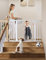 COMOMY 75-117cm Türschutzgitter Ohne Bohren, Treppenschutzgitter Auto Close mit Grün/Rotem Schild, Kindersicherung Tür, Türgitter für Hund/Katze, 90° Stop, mit Y-Spindel (76cm Hoch, Weiß)