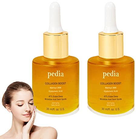 Pedia Advanced Collagen Boost Anti-Ageing Serum, 2PCS Deep Anti Wrinkle Essence, Anti-Wrinkle Serum with Hyaluronic Acid & Vitamin C, Brighten-ing Skin for All Skin Types