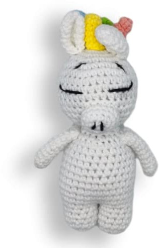 STILHUND, Hundespielzeug, Häkeltier - Einhorn, mit Glöckchen, Amigurumi, Kauspielzeug zur Zahnspflege
