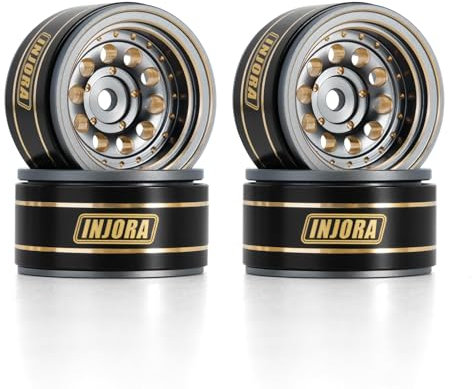 INJORA 1.0 Beadlock Wheel Rims Black Coating Brass Rims for 1/24 1/18 RC Crawler Car Axial SCX24 AX24 TRX4M FCX24