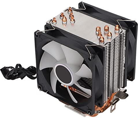 Bewinner RGB CPU Luftkühler, CPU Kühler RGB Beleuchtungseffekt Direktkontakt Stille Weit Verbreitete Computer CPU Lüfter 90 X 90 X 25 Mm Weit Kompatibel (Doppellüfter)