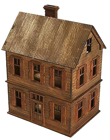 Amagogo 1/72 Europäische Gebäudemodellbausätze, 2-stufiges europäisches Haus, Eltern-Kind-Interaktion, handgefertigtes Architekturszenenmodell für die
