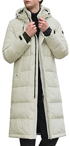 WILMOT Herren Winterjacke Lange Daunenjacke Warm Parka Jacke mit Kapuze Steppjacke Wintermantel Casual Verdicken Warme Daunenmantel(White,3XL)