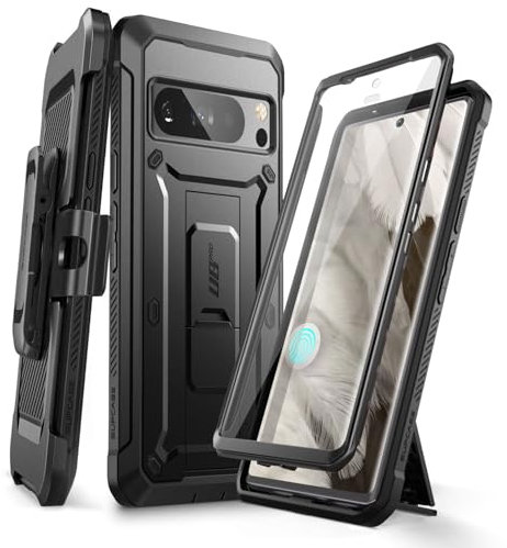SUPCASE Unicorn Beetle Pro Series Hülle für Google Pixel 8 Pro mit Ständer, [Eingebauter Displayschutz] [Militärischer Schutz] 360 Vollschutz Holster Handyhülle für Pixel 8 Pro (2023), Schwarz