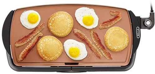 BELLA 17878 Griddle, Aluminium, Ceramic Copper TI, Black