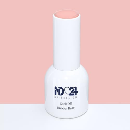 ND24 NailDesign Soak Off Rubber Base - Nagelverstärkung für Problemnägel - Extreme Haftung - Keine Hitzeentwicklung - Versch. Tönungen - 15ml (Creamy Peach)