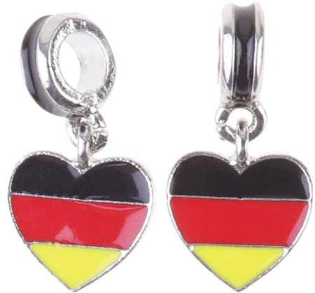 SAFIGLE 20 Stk Deutschland Flagge Armband:Diy Handkette Schmuck FüR Frauen Und MäDchen - 925 Silber Sterlingsilber Bettelarmband AnhäNger Schmuck FüR Geburtstage, JubiläEn Und Sportveranstaltungen