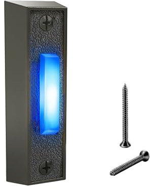 etoper Wired Doorbell Button LED Lighted Door Bell Push Button Replacement Button,Simple Doorbell Buttons for Most Door Bell Chimes (Black, Blue Light)