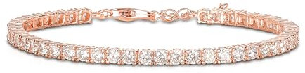 Diamond Treats Bracciale Tennis Donna Oro Rosa, Braciale Argento 925 Placcato Oro Rosa per Donna e Raggazza con Pietre Zirconi Bianchi, Bracciale Oro Rosa Donna, Bracciali Donna con Confezione Regalo