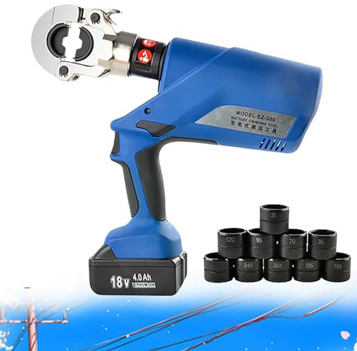La Sertisseuse Hydraulique avec 2 Batteries Rechargeables, Connexion Aluminium, Cosse De Câble des Outils Haut De Gamme pour Le Sertissage Professionnel dans Les Industries,EZ300