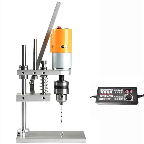 Toplionace Mikro Tischbohrmaschine Variable Geschwindigkeit Tischbohrmaschine Tragbar Mini Elektro Holz Leiterplattenbohren mit B12 Bohrfutter 775 Motor