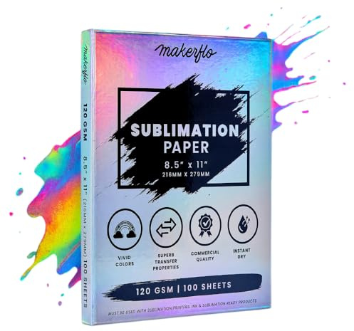 Makerflo Sublimationspapier, 27,9 x 43,2 cm, 600 Blatt, Wärmetransfer-Sublimationspapier für Becher, T-Shirts, Handyhüllen, Tassen, bedruckbare Aufkleber, Geschenk, Weihnachten, Heimwerker