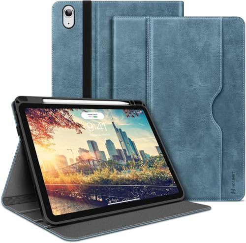 HOLIMET Étui de protection pour iPad Air 13 M3 (2025) / 2024(M2) avec porte-stylo, iPad Air 6 13, en cuir PU, résistant aux chocs, fonction veille/réveil automatique, support multi-angle, bleu