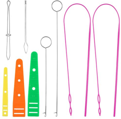 9pcs Sewing Ring Flipper Hook, Flexible Drawstring Threader Replacement Tool Sewing Loop Turner Kit Easy Rope Threader Clip for Fabric Coats Jackets Hoodies Sweatpants