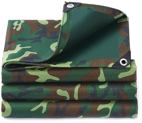 Green Camouflage Tarpaulin Waterproof Heavy Duty 1x1.2m 1x2m 1.2x1.5m 1.5x1.5m Tarp Sheet Cover with Eyelets for Garden Furniture, Pool, Car, Truck(1.5x2m)