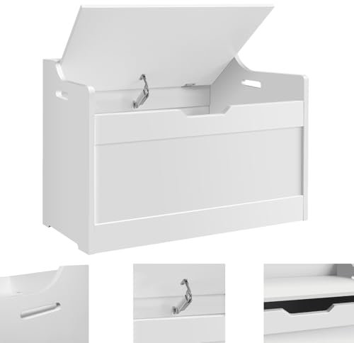 Storage Chest - White Storage Box with Hinged Lid - Storage Bench for Blankets - Shoe Storage Unit, Large Toy Box Organiser - Blanket Box - Modern Style Trunk for Hallway, Bedroom & Living Room