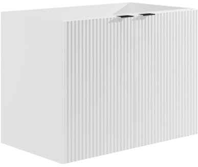 Vente-unique-Mueble Flotante Rayado para Lavabo - Blanco - 80 cm - PARMIZA