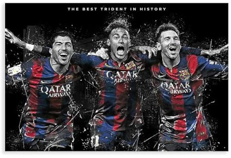 Kxzsey Messi, Suarez und Neymar Leinwand-Poster, Schlafzimmerdekoration, Landschaft, Büro, Raumdekoration, Geschenk, 30 x 45 cm