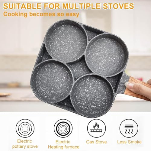HIYAA Egg Frying Pan,Non-Stick Egg Pan Pancake Pan Cake Pan Aluminium Breakfast Steak Fried Egg Burger Pan for Induction Hob Stove Gas