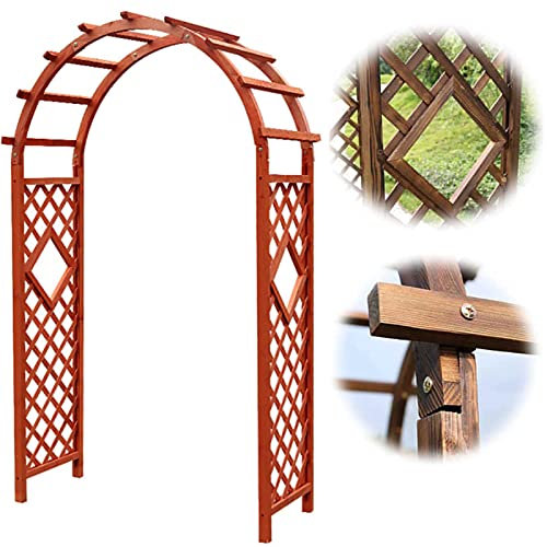HYUFEIAO Hölzerne Gartenbögen, Rosenbogen aus Holz, Torbogen-Pergola-Spalier für Kletterpflanzen, wetterfester Spalier-Kletterbogen, Gartenlaube, Außendekoration, einfach zu montieren, 120