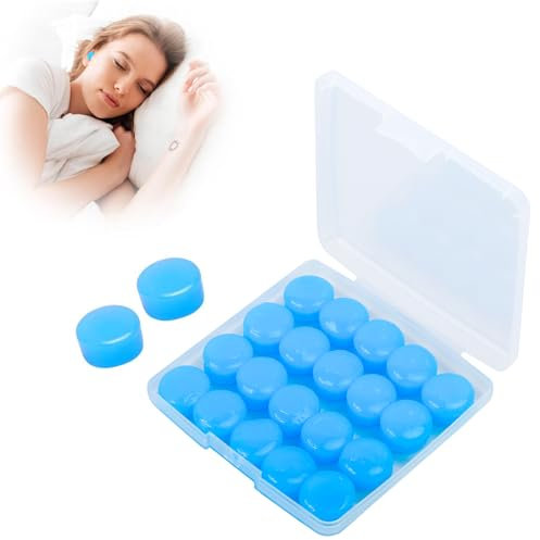FUZVOL Lot de 10 paires de bouchons d'oreille en silicone souple avec étui pour dormir, nager, étudier, voyager