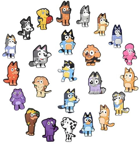 Yangsiw 24 Pcs Cute Blue dog Shoe Charms,Garden Shoes Cartoon Decoration Shoe Charm Pack for Girls Boys and Adult,Bracelet Wristband Charms Party Gifts