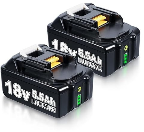 2X 18V 5,5Ah Lithium-Ionen-Akku Ersatz für Makita 18V Akku BL1860B BL1860 BL1850B BL1850 BL1840B BL1830 mit LED Anzeige